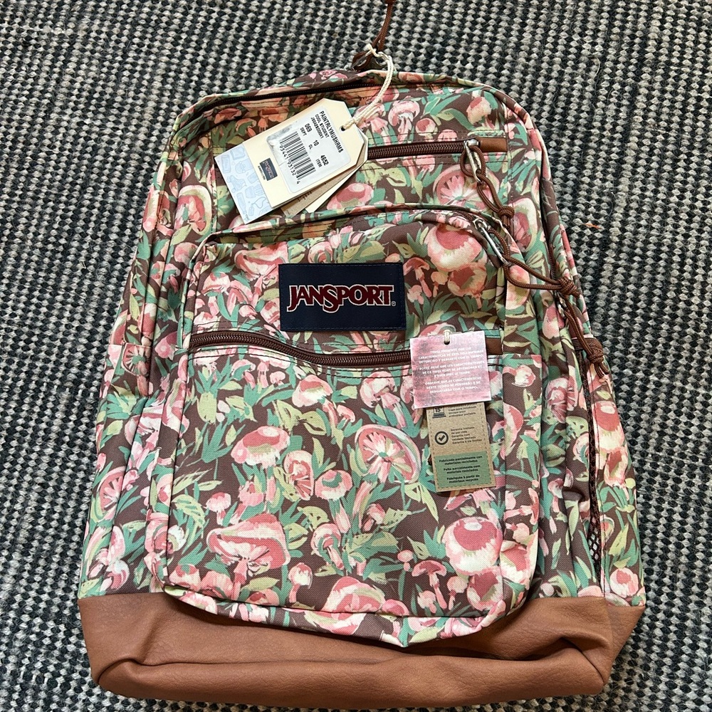 Jansport Floral Backpack with Pink and Green